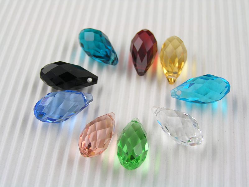 Faceted Glass Drops, 18mm