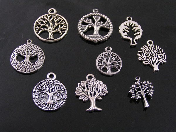 More Silver Tone Tree Pendants