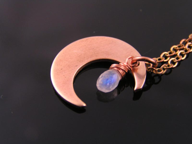 Copper Moon and Moonstone Necklace