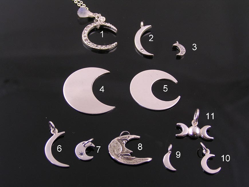 Sterling Silver Moon Charms and Pendants