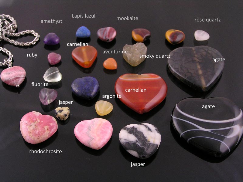 Carved Gemstone Hearts