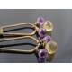 Long Slender Wire Wrapped Amethyst and Honey Quartz Earrings