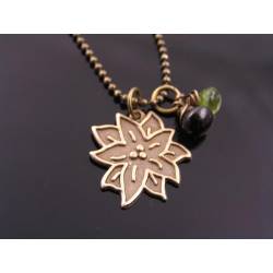 Poinsettia Necklace with Peridot and Garnet