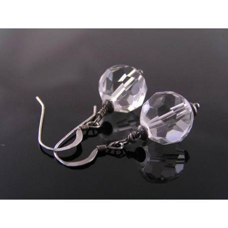 Rock Quartz Sterling Silver Earrings, April Birthstones