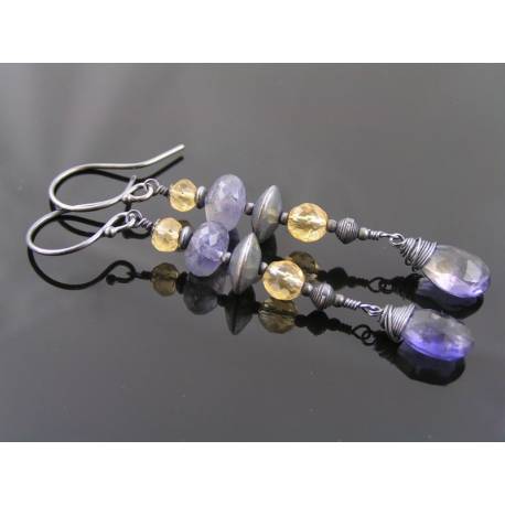 Iolite and Citrine Earrings