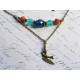 Bird Charm Necklace with Czech Glass Beads