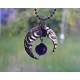 Antique Silver Crescent Moon Pendant with Amethyst