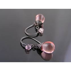 Pink Czech Glass Teardrop Earrings