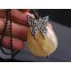 Huge Brown Quartz Drop Necklace with Black Butterfly 