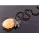 Huge Brown Quartz Drop Necklace with Black Butterfly 