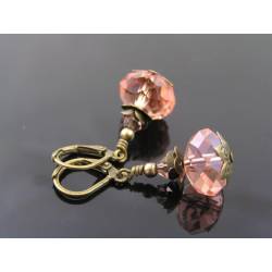 Peach Pink Crystal Earrings