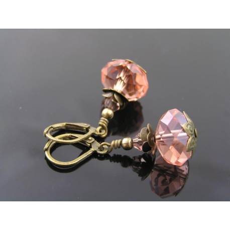 Peach Pink Crystal Earrings