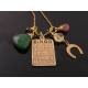 Good Luck Necklace with Bingo Charm, Aventurine, Tourmaline, Citrine and Garnet, Gambling Necklace