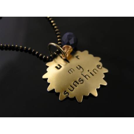 Hand Stamped Pendant Necklace, "You are my Sunshine"