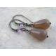 Smoky Topaz Opal Czech Drop Earrings, Wire Wrapped Ear Wires