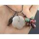 Carved White Agate Flower Necklace with Rhodonite and Green Aventurine 