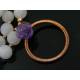 Matte Rose Quartz Necklace with wire wrapped Circle Pendant and Carved Amethyst Flower