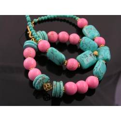 Chunky Turquoise and Rhodonite Necklace