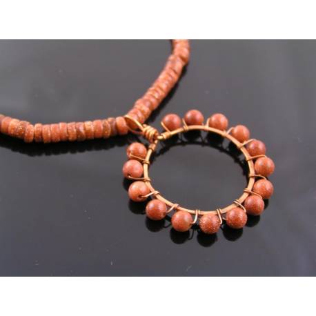 Goldstone Necklace with Wire Wrapped Pendant