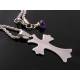 Cross Necklace with Amethyst Charm, Birthstone Necklace
