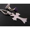 Cross Necklace with Amethyst Charm, Birthstone Necklace