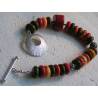 Chunky Coral, Turquoise and Sterling Silver Bracelet