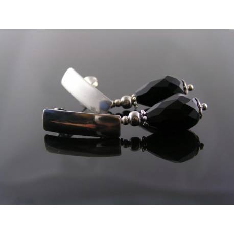 Dramatic Black Crystal Stainless Steel Earrings