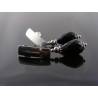 Dramatic Black Crystal Stainless Steel Earrings