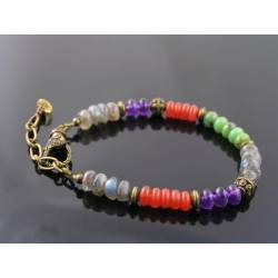 Labradorite, Carnelian, Amethyst and Chrysoprase Bracelet