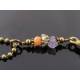 Wrapped Cross Necklace with Mandarin Garnet, Iolite and Pyrite Nugget