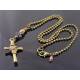 Wrapped Cross Necklace with Mandarin Garnet, Iolite and Pyrite Nugget