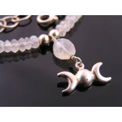 Rainbow Moonstone and Moon Phases Necklace