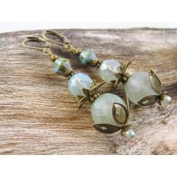 Mint Green Czech Bead Earrings