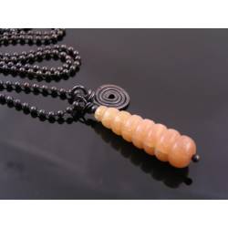 Spiral and Peach Moonstone Necklace