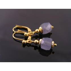 Faceted Iolite Cube Earrings