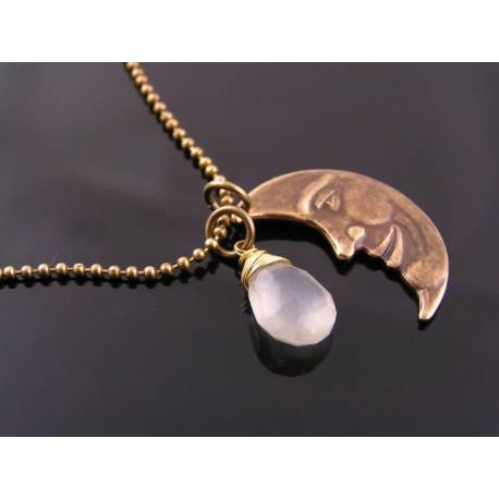 Crescent Moon with Moonstone Necklace