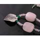 Rose Quartz Necklace with Green Aventurine and Leaf Pendant, Sterling Silver