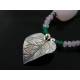 Rose Quartz Necklace with Green Aventurine and Leaf Pendant, Sterling Silver