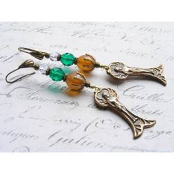 Winged Goddess Czech Glass Bead Earrings