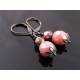 Gunmetal Earrings with Soft Pink Czech Beads