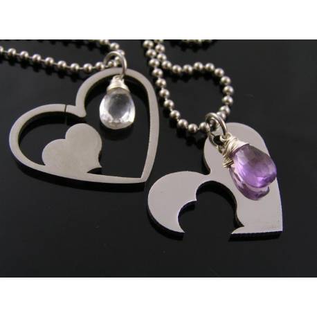 Matching Partner Necklace, Couple Necklace, Heart Necklaces