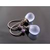 Matte Purple Czech Glass Teardrop Earrings