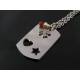 Dog Tag Necklace with Initials, Garnet and Good Luck Charm
