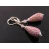 Vintage German Acrylic Drop Earrings, Rose and Silver