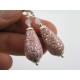 Vintage German Acrylic Drop Earrings, Rose and Silver