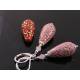 Vintage German Acrylic Drop Earrings, Rose and Silver