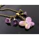 Lavender Butterfly and Flower Necklace