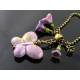 Lavender Butterfly and Flower Necklace