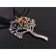 Silver Tree of Life Necklace with Chakra Colour Crystals