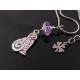 Necklace with Cat Pendant and Amethyst Nugget